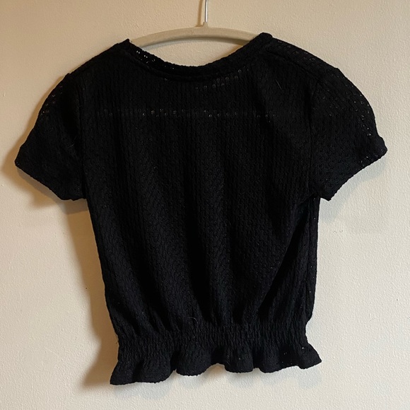 BERSHKA Black Knit Crop Top Elastic Waist Size Small - Picture 7 of 11